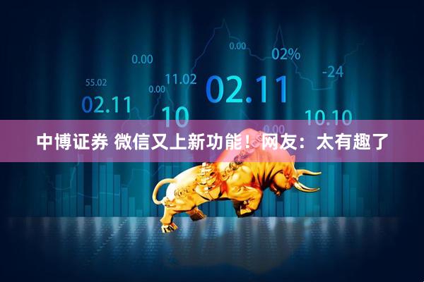 中博证券 微信又上新功能！网友：太有趣了